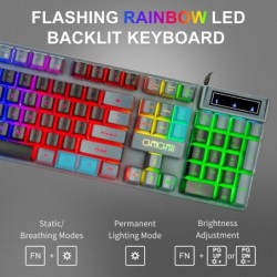 Clavier et souris de jeu CHONCHOW Combo RVB LED rétroéclairé USB filaire Clavier 3200 dpi Souris mécanique Sensation Compatible 