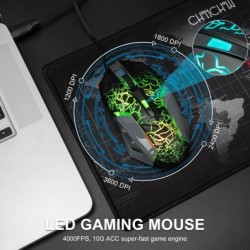 Clavier et souris de jeu CHONCHOW Combo RVB LED rétroéclairé USB filaire Clavier 3200 dpi Souris mécanique Sensation Compatible 