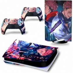 Ensemble de skins pour console et contrôleur PS5 | Anime Sukuna & Yuji Itadori | Autocollant en vinyle à finition mate | Compati