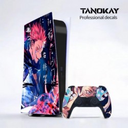 Ensemble de skins pour console et contrôleur PS5 | Anime Sukuna & Yuji Itadori | Autocollant en vinyle à finition mate | Compati