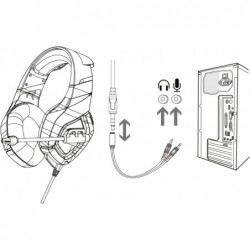 Casque de jeu stéréo YEYIAN Force avec microphone, suppression du bruit, surround des basses, cache-oreilles souples, compatible