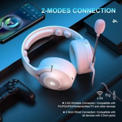 Casque sans fil YOTMS PS5, casque de jeu sans fil 2,4 GHz pour PC PS4 Switch, ordinateur portable, casque supra-auriculaire avec