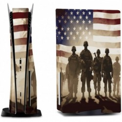 Soldats Drapeau Américain pour PS5 Skin Console et Contrôleur Accessoires Couverture Skins Anime Vinyle Couverture Autocollant E