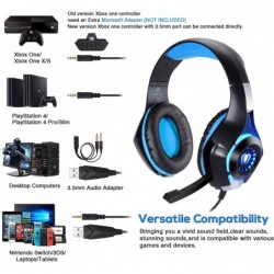 Casque de jeu professionnel BlueFire 3,5 mm avec micro et lumières LED pour PlayStation 4, PS5, Xbox One, ordinateur portable, o