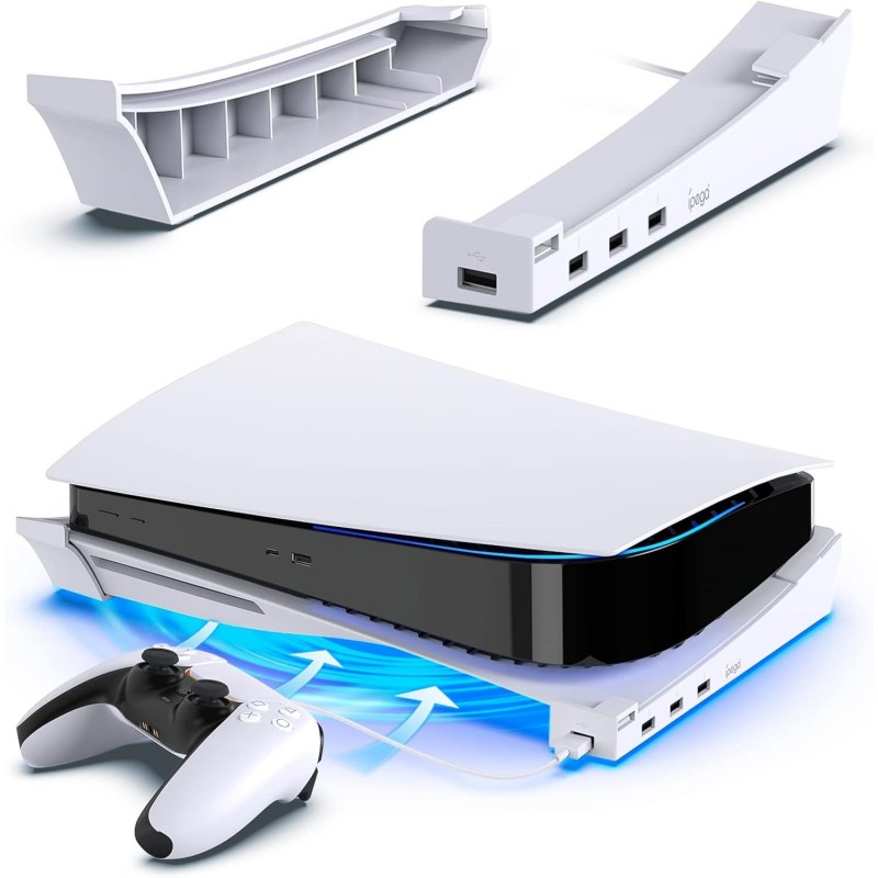 FYOUNG Support de port USB horizontal pour PS5, support de base compatible avec PlayStation 5 Disc & Digital Edition, support d'