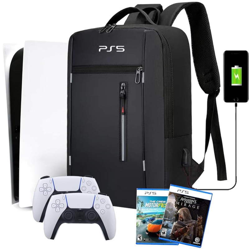 Sac à dos pour console de jeu LZHYWEI compatible avec la console Sony PlayStation 5, étui de transport de protection pour PS5 av