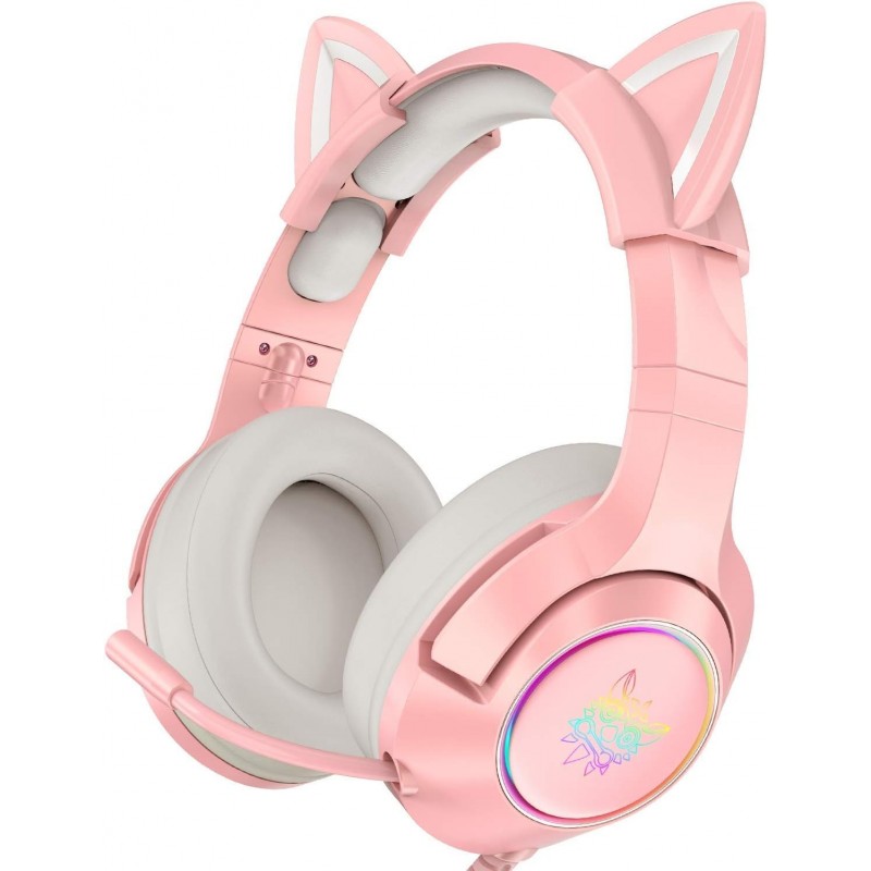 Casque de jeu PHNIXGAM Pink Girl pour PS4, PS5, Xbox One (sans adaptateur), casque supra-auriculaire filaire avec oreilles de ch