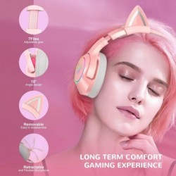 Casque de jeu PHNIXGAM Pink Girl pour PS4, PS5, Xbox One (sans adaptateur), casque supra-auriculaire filaire avec oreilles de ch