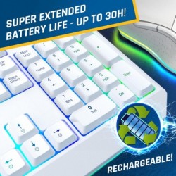 Clavier de jeu sans fil Klim Chroma RGB - Batterie rechargeable longue durée - Saisie rapide et silencieuse - Clavier sans fil r