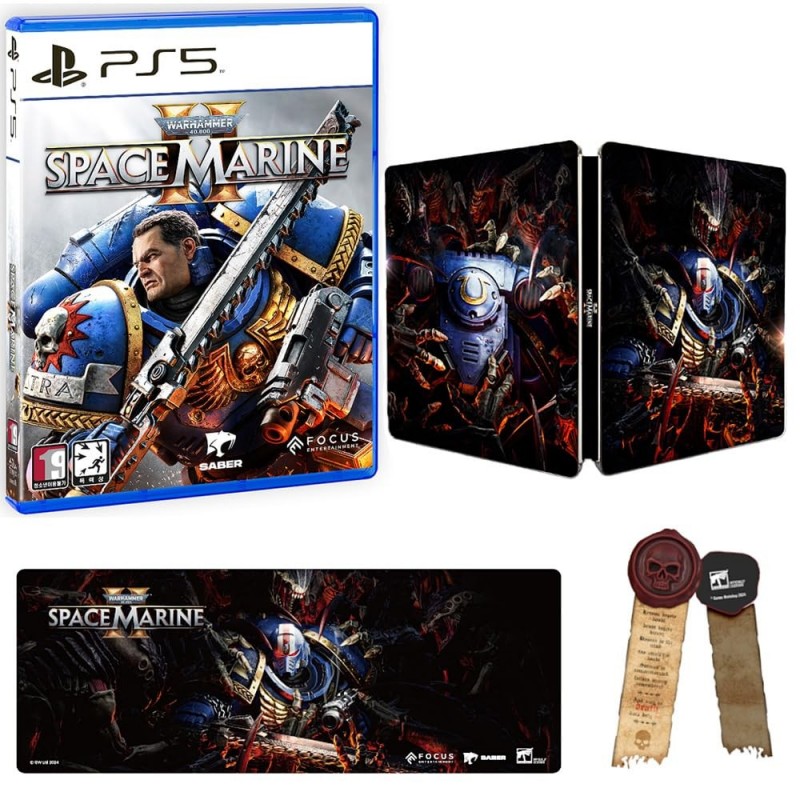 Warhammer 40,000 Space Marine 2 Steelbook + Sceau de pureté + Sous-main Édition coréenne [Support anglais] pour PS5