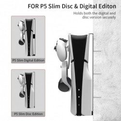 Support mural en acier EJGAME compatible avec PS5 Slim, support mural en métal stable pour PS5 Slim avec support de contrôleur e