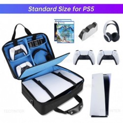 TECTINTER Étui de transport pour PS5, sac de voyage de protection pour manette de console PS 5, étui de rangement de grande capa