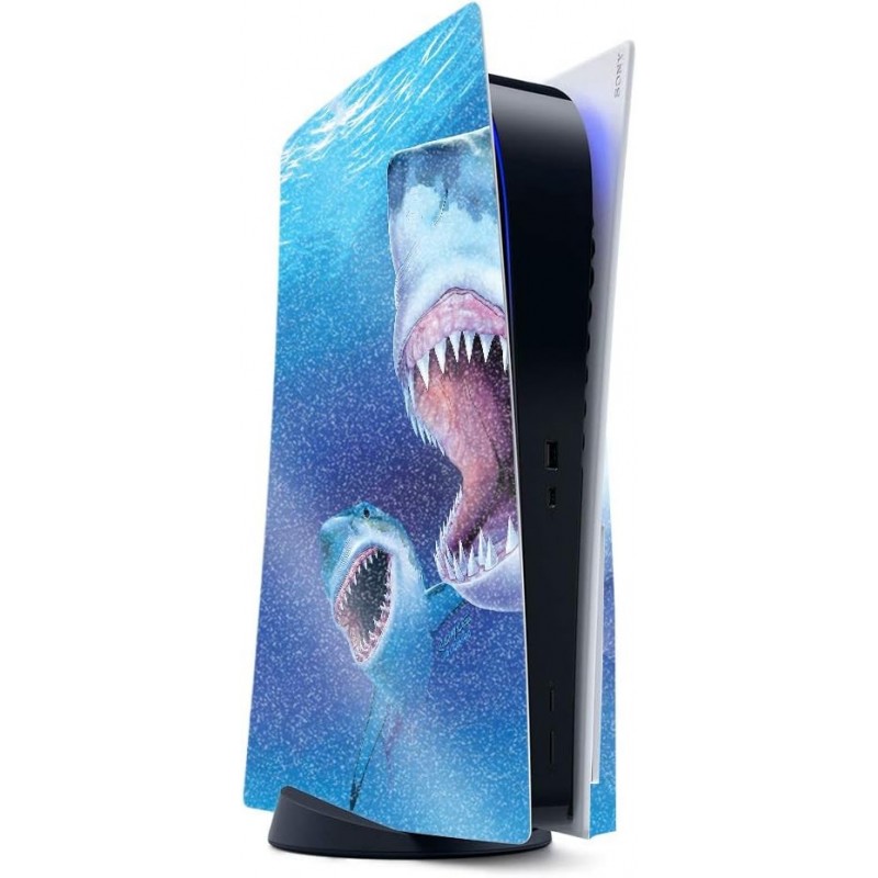 Skin de jeu brillant à paillettes MightySkins pour PS5 / PlayStation 5 - Great Whites | Finition pailletée haute brillance durab