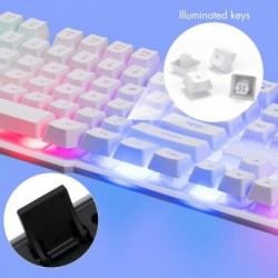 Clavier et souris de jeu filaire CHOCNHOW Clavier blanc rétroéclairé arc-en-ciel, touches lumineuses, touches multimédia, étanch