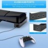 Support horizontal MENEEA pour console PS5 Slim avec 4 ports USB, support de base pour console Playstation 5 Slim, extension USB