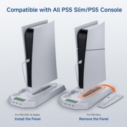 Station de refroidissement LHFDIAN PS5, support PS5 Slim et ventilateur turbo avec station de charge de contrôleur pour PlayStat