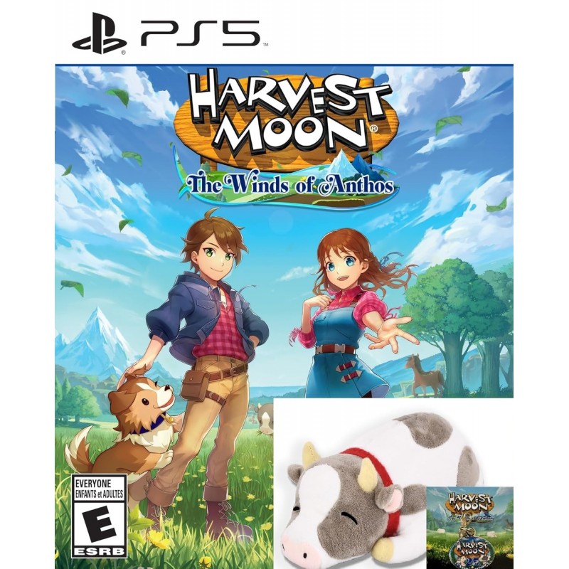 Harvest Moon : The Winds of Anthos pour PS5 avec une peluche Sleepy Cow de 7 pouces et un collier en bonus