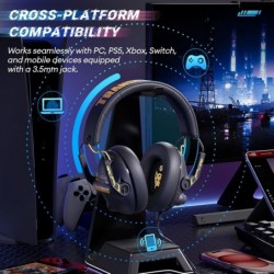 Casque de jeu sans fil Transformers pour micro rétractable, casque de jeu Bluetooth 5.4, son surround, pilotes 40 mm, 100 heures