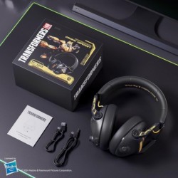 Casque de jeu sans fil Transformers pour micro rétractable, casque de jeu Bluetooth 5.4, son surround, pilotes 40 mm, 100 heures