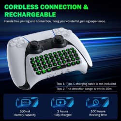 MoKo Mini clavier sans fil Bluetooth Chatpad pour PlayStation 5/Mini manette de jeu sans fil Bluetooth Chatpad pour PlayStation 