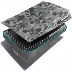 Plaque de protection PS5 avec anti-rayures, anti-empreintes digitales et aérations - Motif camouflage gris