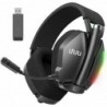 Casque de jeu sans fil double UHURU avec microphone pour PS5 PS4 PC : Casque de jeu avec son stéréo - Batterie 32 heures - RGB c