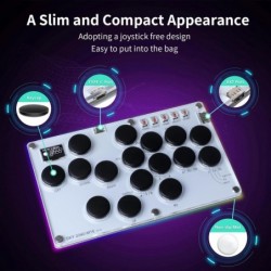 Arcade Stick M16 2024 Mise à niveau Tous les boutons Contrôleur d'arcade sans levier PS4 pour Switch, PC, PS5, PS4, PS3, Steam D