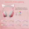 Casque d'oreille de chat, casque de jeu rose avec micro rétractable, son surround 7.1, éclairage RVB, casque filaire pour PC, PS