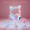 Casque d'oreille de chat, casque de jeu rose avec micro rétractable, son surround 7.1, éclairage RVB, casque filaire pour PC, PS