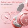 Casque d'oreille de chat, casque de jeu rose avec micro rétractable, son surround 7.1, éclairage RVB, casque filaire pour PC, PS