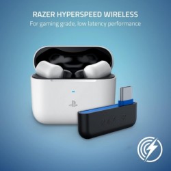 Écouteurs de jeu multiplateformes sans fil Razer Hammerhead HyperSpeed pour Playstation 5 / PS5, PC, mobile : ANC - Micro antibr