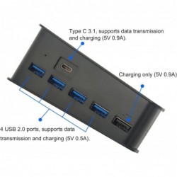 Hub USB pour PS5, 5 ports USB haute vitesse, répartiteur de chargeur, extension compatible avec la console PS5 PlayStation 5, 4 