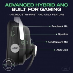 A-Spire - Casque de jeu hybride ANC - Annulation active du bruit - Microphone antibruit améliorant la parole - PC, PS4, PS5, Swi