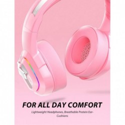 Casque de jeu rose ZIUMIER avec micro, casque Xbox One avec micro antibruit, casque PS4 avec son surround stéréo, casque supra-a