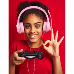 Casque de jeu rose ZIUMIER avec micro, casque Xbox One avec micro antibruit, casque PS4 avec son surround stéréo, casque supra-a