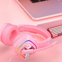 Casque de jeu rose ZIUMIER avec micro, casque Xbox One avec micro antibruit, casque PS4 avec son surround stéréo, casque supra-a