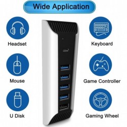 Hub USB pour PS5, 5 ports USB haute vitesse, répartiteur de chargeur, extension compatible avec la console PS5 PlayStation 5, 4 