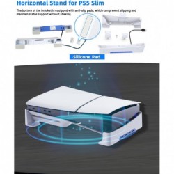 Support horizontal pour console PS5 Slim, support de base pour accessoires PS5 Slim avec 4 concentrateurs USB, mini support laté