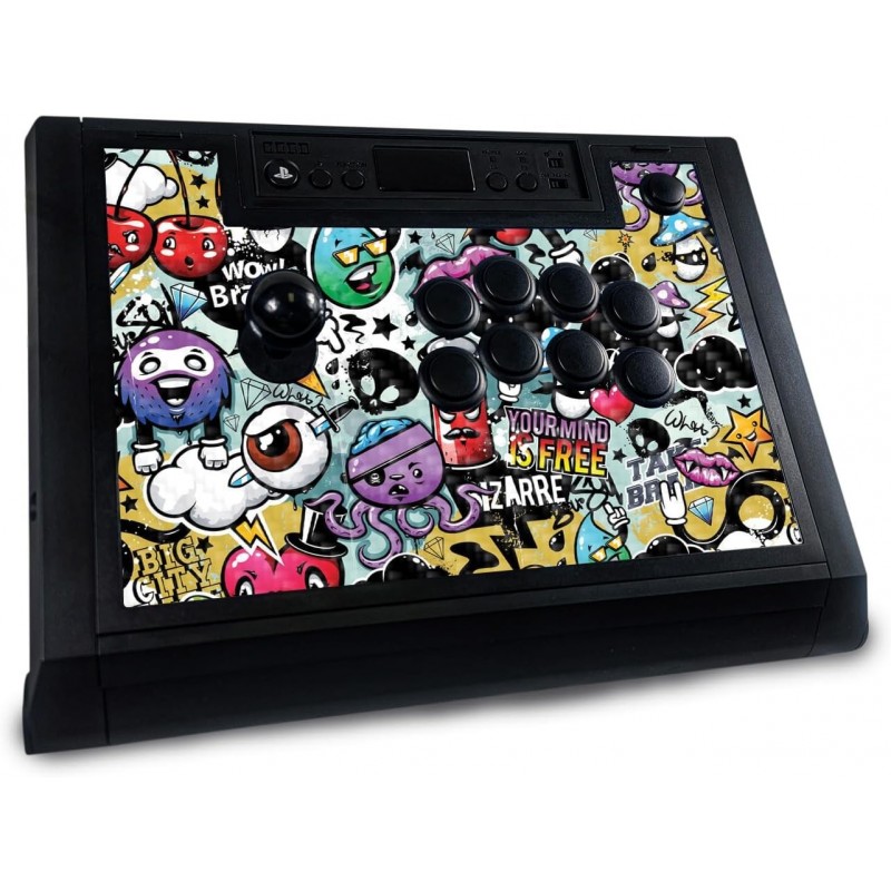 Skin de jeu en fibre de carbone compatible avec Hori Fighting Stick Alpha (PS5, PS4, PC) - Oddballs - Autocollant de protection 