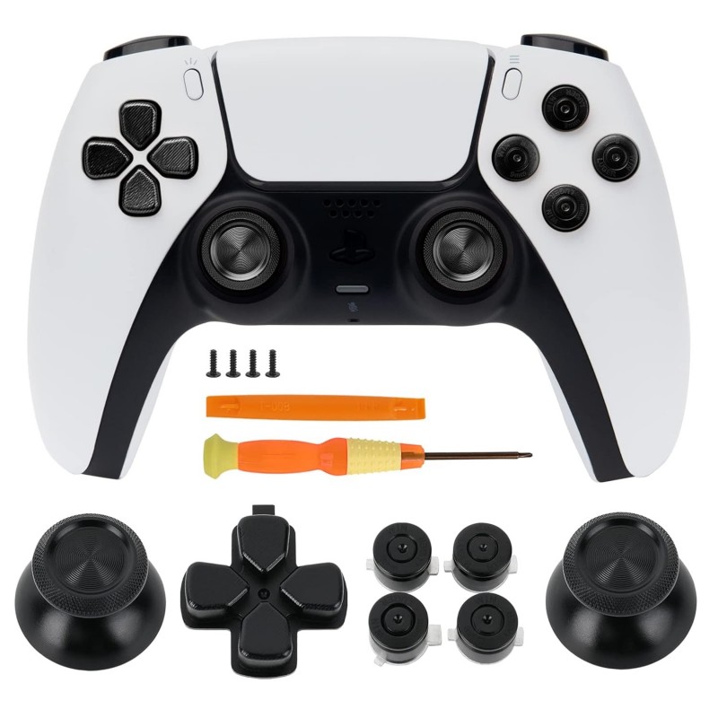 Kit de remplacement de boutons métalliques TOMSIN pour contrôleur PS5 – Joysticks en aluminium et boutons OX Square Triangle et 