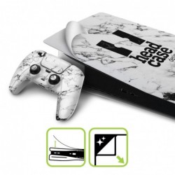 Autocollant de façade en vinyle marbré rose et doré Head Case Designs pour console Sony PlayStation 5 PS5 Disc Edition