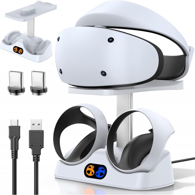 Station de charge pour contrôleur PS5 VR2, station de charge PSVR 2 avec support de casque VR, chargeur de contrôleur PS VR2 pou