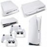 Autocollant pour console de disque PS5 en carbone blanc + ensemble de 2 skins de contrôleur