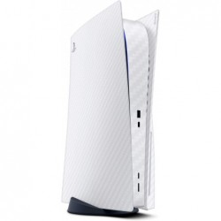 Autocollant pour console de disque PS5 en carbone blanc + ensemble de 2 skins de contrôleur