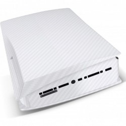 Autocollant pour console de disque PS5 en carbone blanc + ensemble de 2 skins de contrôleur