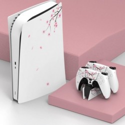 PlayVital Falling Cherry Blossom Full Set Skin Decal pour console PS5 Édition numérique, autocollant en vinyle pour manette PS5 