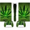 Autocollant pour console et manettes PS5 Slim Digital Edition Motif feuilles de mauvaises herbes