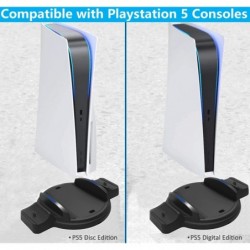 Support PS5, support vertical PS5 pour console PS5 Disc & Digital Edition, station de charge Dualsense pour contrôleurs Sony Dua