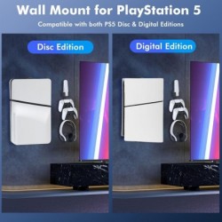 Accessoires de montage mural Allnice PS5 Slim, support de montage mural pour PlayStation 5 Slim Disc et Digital Edition, support